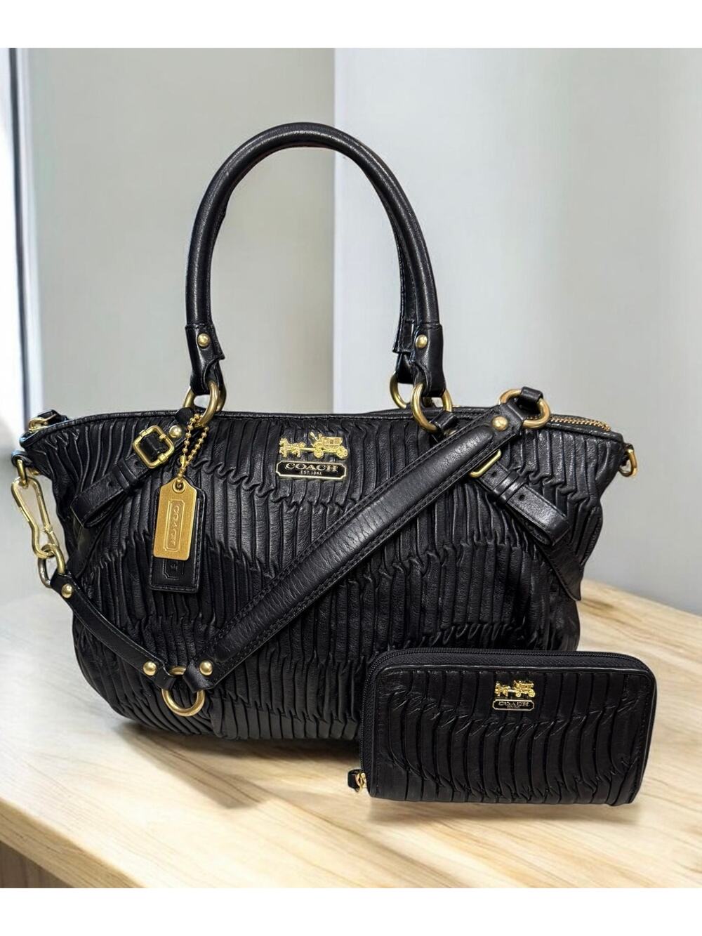 Y2K Coach 15942 Madison Gathered Leather Sophia Satchel Set